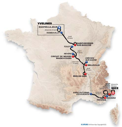 2014 Paris-Nice race map